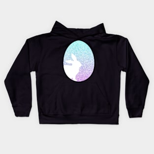 Easter Bunny Silhouette in Pastel Blue Purple Ombre Faux Glitter Easter Egg Kids Hoodie